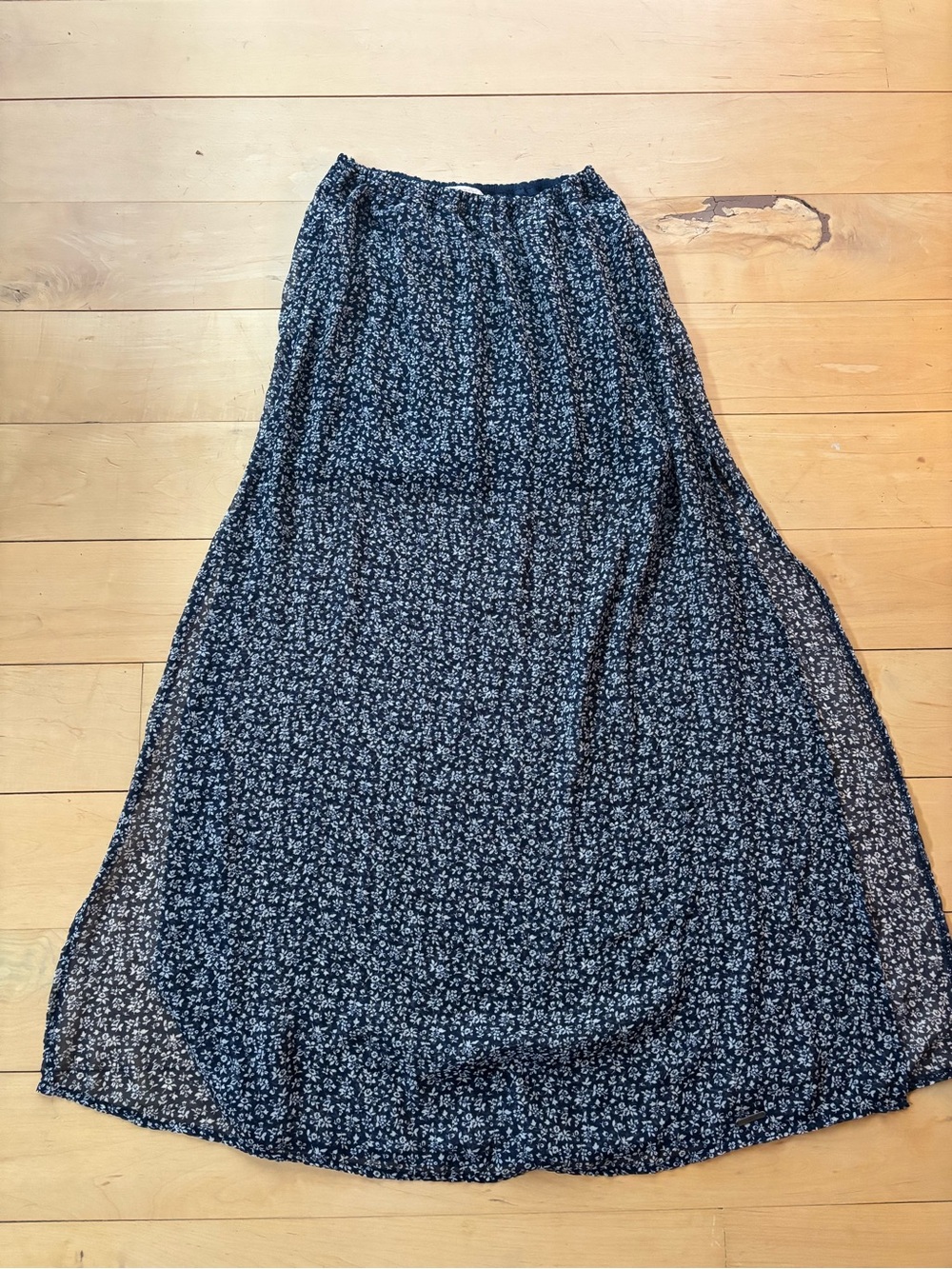 Abercrombie & Fitch Navy Blue Floral Maxi Skirt